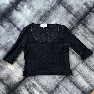 Navy Textured Knit Top